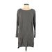 BB Dakota Casual Dress - Shift Scoop Neck 3/4 sleeves: Gray Marled Dresses - Women's Size Small