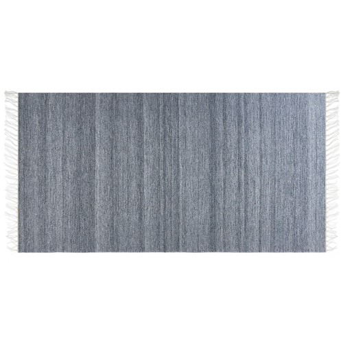 Outdoor Teppich Grau Kunststoff 80 x 150 cm Rechteckig Läufer mit Fransen Handgewebt Farbverlauf Boho Fußbodenheizug Geeignet Garten Indoor