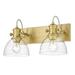 Hines 2-Light Vanity Light in Brushed Champagne Bronze and Seeded Glass