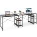 Costway L Shaped Computer Desk with 4 Storage Shelves and Cable Holes-Black