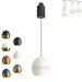 FSLiving 7W Zoomable Track Pendant Light J-Type Retractable Lift Droplight with Aluminum Globe Shade Focusable Spotlight Indoor Island Light Adjustable Length Lamp for Decor White - 1 Pack