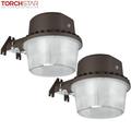 TORCHSTAR LED Barn Light Dusk to Dawn Area Lights with Photocell Outdoor Security Flood Lighting ETL & DLC Listed Wet Location 110-277V Garage Farm Yard 3000K Warm White Bronze Pack of 2