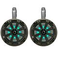 1 Pair (QTY 2) of Kicker 8 2-Way 300 Watts Max Power Coaxial Marine Audio MultiColor LED Speakers with Charcoal Grilles (QTY 2) 8 Marine Tower Speaker Enclosures - Black