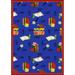 Joy Carpets Kid Essentials Bookworm Language & Literacy Rectangle Rugs 01 Blue - 3 ft. 10 in. x 5 ft. 4 in.