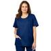 Plus Size Women's Scoopneck Scrub Top by Comfort Choice in Evening Blue (Size M)