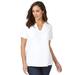 Plus Size Women's Short Sleeve Notch Neck Tee by Jessica London in White (Size S)