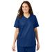 Plus Size Women's V-Neck Scrub Top by Comfort Choice in Evening Blue (Size 1X)