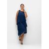 Cocktailkleid SHEEGO "Große Größen", Damen, Gr. 46, Normalgrößen, blau, Obermaterial: 100% Polyester;Futter: 100% Polyester, unifarben, elegant, figurumspielend knieumspielend, Rundhals, ohne Ärmel, Kleider Partykleid, im Layerlook, mit Pailletten