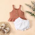 AURIGATE Toddler Kids Baby Girls Summer Bow-knot Double-strap Blouse Shorts Clothes Set Clearance