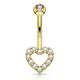 Melighting Gold Belly Button Rings 14K Real Gold Belly Rings Heart Belly Piercing Jewelry Clear CZ Navel Piercing Jewelry for Women Girls, Metal, surgical steel