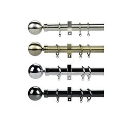 umlout New Brushed Nickel (Satin Silver) 300cms Metal Curtain Pole/Poles Available In 6 Sizes And 4 Colours. 28mm Diameter