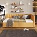 Twin Size Upholstered Daybed with 2 Storage Drawers, Wood Sofa Bed for Living Room Bedroom, Wood Slat Support