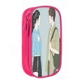 XMXY Couple College Students Painting Large Capacity Pencil Case Portable Pencil Bags with Compartments Zipper Pink