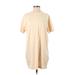 Uniqlo Casual Dress - Shift Crew Neck Short sleeves: Ivory Print Dresses - Women's Size X-Small