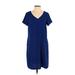 Apt. 9 Casual Dress - Shift V Neck Short sleeves: Blue Print Dresses - Women's Size Small