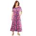 Plus Size Women's Open-Shoulder Pocket Maxi Dress by Catherines in Pink Burst Floral (Size 3X)