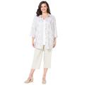 Plus Size Women's Classic Linen Buttonfront Shirt by Catherines in Natural Palms Print (Size 1X)