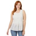 Plus Size Women's Eyelet Peplum Top by Jessica London in White (Size 26 W)