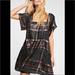 Free People Dresses | Free People Metallic Plaid Dress | Color: Black/Pink | Size: Xs