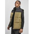 Jerseyweste URBAN CLASSICS "Urban Classics Herren Block Puffer Vest", Herren, Gr. M, grün (schwarz, tiniolive), 100% Polyester, Rundhals, Westen