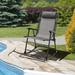 Arlmont & Co. Outdoor Myiesha Rocking Metal Chair in Gray/Black | 40 H x 25 W x 40 D in | Wayfair 15FFCE661BB24B1E89E17577727FD287