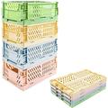 Casewin Storage Baskets 4 Pcs Plastic Foldable Storage Baskets Desk Crates Storage Box Stackable Small Desktop Organizer for Office Kitchen Bathroom (9.8*6.5*3.7inch)