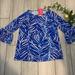 Lilly Pulitzer Tops | Lilly Pulitzer Xxs Blue Leaf Print Blouse | Color: Blue | Size: Xxs