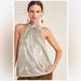 Anthropologie Tops | Anthropologie Nadia Shimmer Halter Top Sunday In Brooklyn | Color: Gold | Size: S