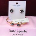 Kate Spade Jewelry | Kate Spade "Little Gem Hinged Cuff" & Studs" Set | Color: Black/Gold | Size: Os