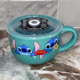 Disney Dining | Bnwt Disney Stitch Faces Large 24 Oz Coffee Mug Soup Bowl & Vented Lid Lilo | Color: Blue/Pink | Size: Os
