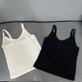 American Eagle Outfitters Tops | American Eagle V-Neck Crop Top Tank Tops | Color: Black/Tan/White | Size: M