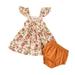 Qufokar mas Newborn Outfit Soft Bows for Baby Girls Girls Dress Set Tops Outfits Shorts Print Floral Baby Girls Outfits&Set