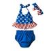 Qufokar Newborn Outfits for Girls Cute Kid Crop Tops Tops Outfits Baby Headbands Striped Backless Sleeveless Girls Day 4Th-Of-July 6M-24M Printed Independence Vest Shorts Girls Outfits&Set