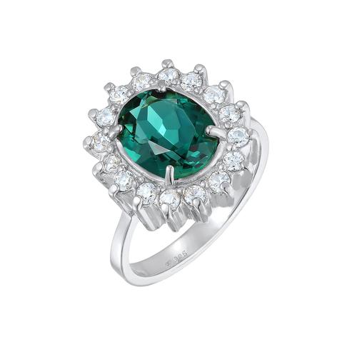 Elli PREMIUM Cocktailring Quarz Grün Royal Zirkonia 925 Silber 52 Damen