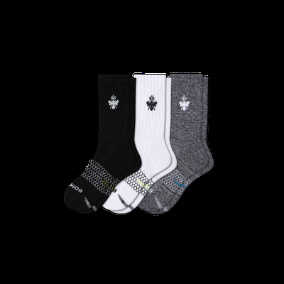 Women's All-Purpose Performance Calf Sock 3-Pack - Black White Charcoal - Small - Bombas