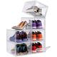 Taylor & Brown 6 Pack Clear Transparent Shoe Storage Boxes Hard Plastic Stackable Shoe Box Organiser Containers Bins Drawer Type Front Space Saving with Magnetic Door Sturdy & Durable