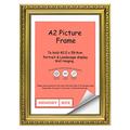 Gold – A2 Ready to hang Ornate Shabby Chic Picture/Photo/Poster frame with High Clarity Styrene Shatterproof Perspex Sheet & MDF backing board