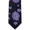 Michelsons of London Large Floral Polyester Tie - Navy/Lilac