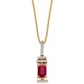 Elements Gold Ruby Baguette Pendant - Gold/Clear/Red