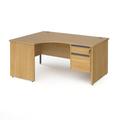Office Desk | Left Hand Corner Desk 1600mm With Pedestal | Oak Top And Panel End Leg | 800mm Depth | Contract 25 CP16EL2-G-O