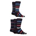 Mens 5 Pair Farah Argyle, Patterned and Striped Bamboo Socks Navy / Blue / Berry Stripe 6-11 Mens