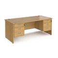 Office Desk | Rectangular Desk 1800mm With Double Pedestal | Oak Top And Panel End Leg | 800mm Depth | Maestro 25 MP18P33O