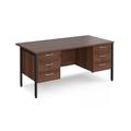 Office Desk | Rectangular Desk 1600mm With Double Pedestal | Walnut Top With Black Frame | 800mm Depth | Maestro 25 MH16P33KW