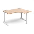 Office Desk | Right Hand Corner Desk 1400mm | Beech Top With White Frame | 1200mm Depth | TR10 TBER14WB