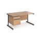 Office Desk | Rectangular Desk 1400mm With Pedestal | Beech Top With Graphite Frame | 800mm Depth | Contract 25 CC14S2-G-B