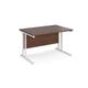 Office Desk | 1200mm Rectangular Desk With Cantilever Leg | Walnut Tops With White Frames | 800mm Depth | Maestro 25