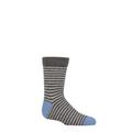 Kids 1 Pair Thought Sammie Stripe and Spot Recycled Polyester Fluffy Socks Dark Grey Marle 12-24 Months