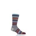 Mens 1 Pair Burlington Stripe Wool Socks Burgundy Mix 6.5-11 Mens