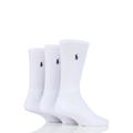 3 Pair White Cotton Crew Sports Socks Men's 6-11 Mens - Ralph Lauren