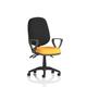 Eclipse Plus III Lever Task Operator Chair Black Back Bespoke Seat With Loop Arms In Senna Yellow